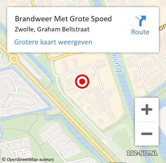 Locatie op kaart van de 112 melding: Brandweer Met Grote Spoed Naar Zwolle, Graham Bellstraat op 6 januari 2022 19:01