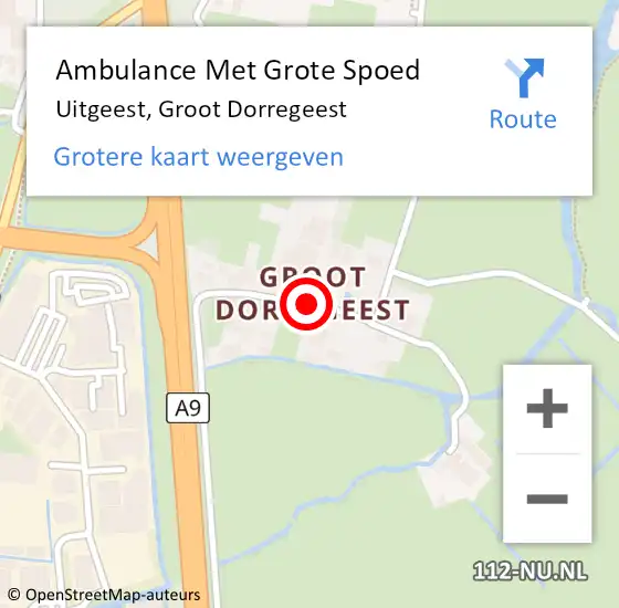 Locatie op kaart van de 112 melding: Ambulance Met Grote Spoed Naar Uitgeest, Groot Dorregeest op 6 januari 2022 19:42