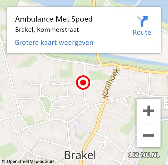Locatie op kaart van de 112 melding: Ambulance Met Spoed Naar Brakel, Kommerstraat op 6 januari 2022 19:47