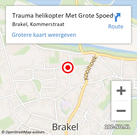Locatie op kaart van de 112 melding: Trauma helikopter Met Grote Spoed Naar Brakel, Kommerstraat op 6 januari 2022 19:50