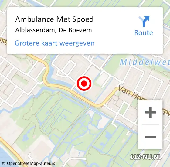 Locatie op kaart van de 112 melding: Ambulance Met Spoed Naar Alblasserdam, De Boezem op 6 januari 2022 19:51