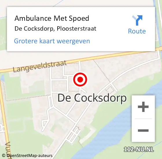 Locatie op kaart van de 112 melding: Ambulance Met Spoed Naar De Cocksdorp, Ploosterstraat op 6 januari 2022 19:52