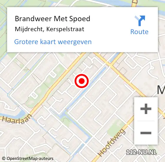 Locatie op kaart van de 112 melding: Brandweer Met Spoed Naar Mijdrecht, Kerspelstraat op 6 januari 2022 20:02