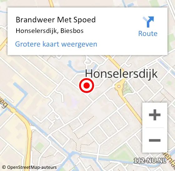 Locatie op kaart van de 112 melding: Brandweer Met Spoed Naar Honselersdijk, Biesbos op 6 januari 2022 20:09