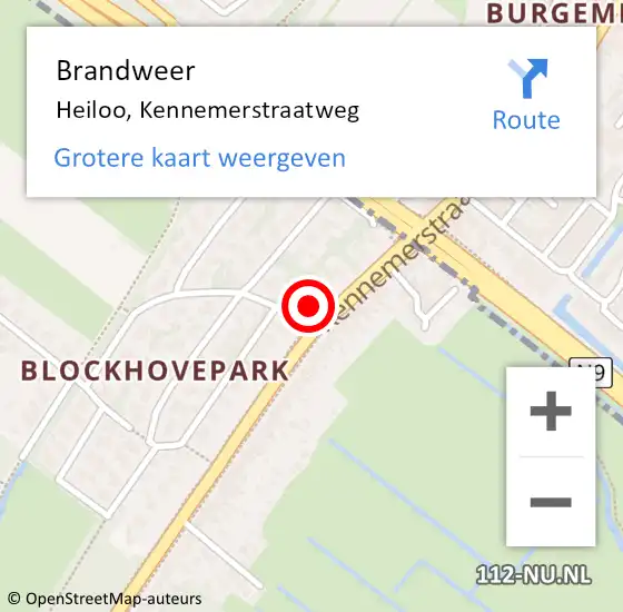 Locatie op kaart van de 112 melding: Brandweer Heiloo, Kennemerstraatweg op 6 januari 2022 20:31