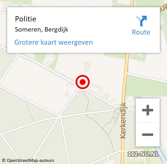 Locatie op kaart van de 112 melding: Politie Someren, Bergdijk op 6 januari 2022 20:34