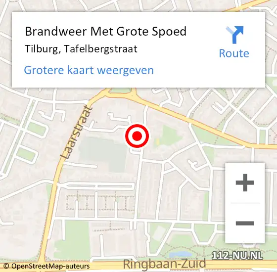 Locatie op kaart van de 112 melding: Brandweer Met Grote Spoed Naar Tilburg, Tafelbergstraat op 6 januari 2022 20:37