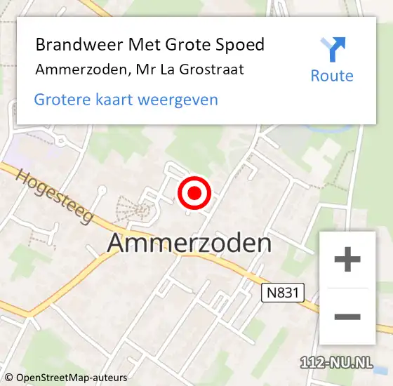 Locatie op kaart van de 112 melding: Brandweer Met Grote Spoed Naar Ammerzoden, Mr La Grostraat op 6 januari 2022 20:39