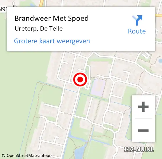 Locatie op kaart van de 112 melding: Brandweer Met Spoed Naar Ureterp, De Telle op 6 januari 2022 20:48