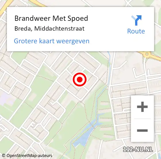 Locatie op kaart van de 112 melding: Brandweer Met Spoed Naar Breda, Middachtenstraat op 6 januari 2022 21:05