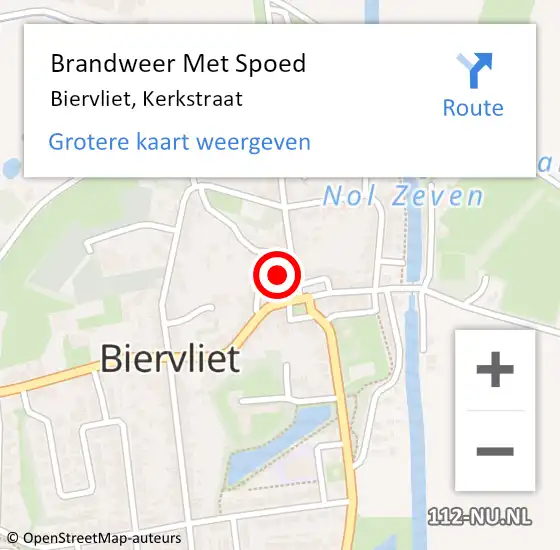 Locatie op kaart van de 112 melding: Brandweer Met Spoed Naar Biervliet, Kerkstraat op 6 januari 2022 21:53