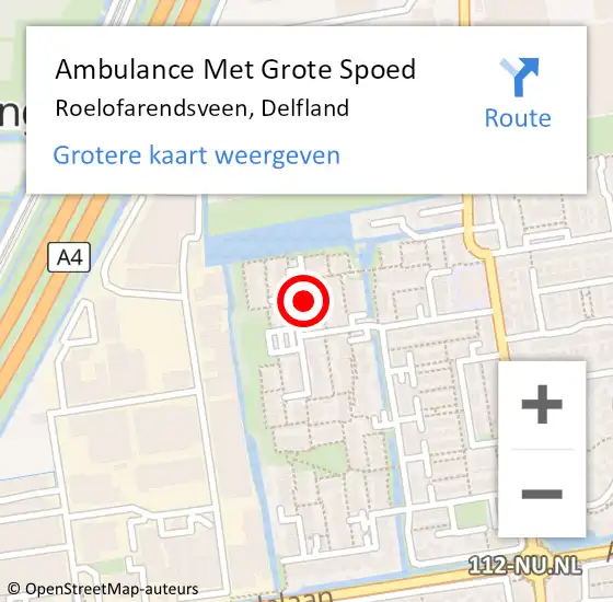 Locatie op kaart van de 112 melding: Ambulance Met Grote Spoed Naar Roelofarendsveen, Delfland op 6 januari 2022 22:09