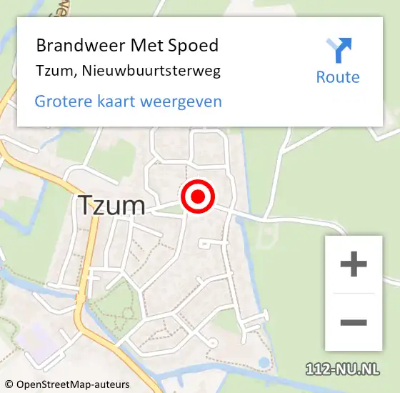 Locatie op kaart van de 112 melding: Brandweer Met Spoed Naar Tzum, Nieuwbuurtsterweg op 6 januari 2022 22:18