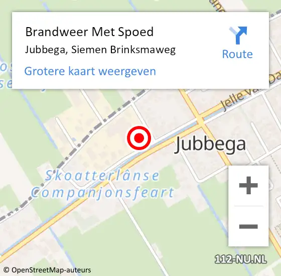 Locatie op kaart van de 112 melding: Brandweer Met Spoed Naar Jubbega, Siemen Brinksmaweg op 6 januari 2022 22:21