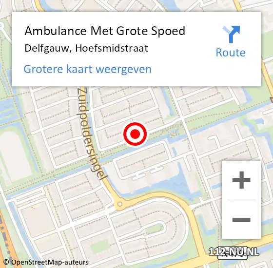 Locatie op kaart van de 112 melding: Ambulance Met Grote Spoed Naar Delfgauw, Hoefsmidstraat op 6 januari 2022 22:44