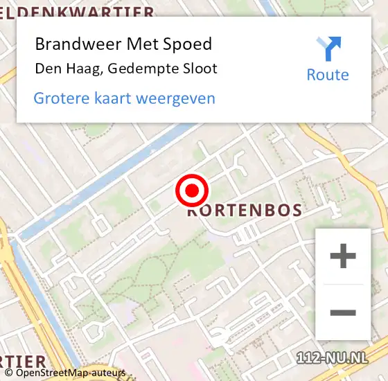 Locatie op kaart van de 112 melding: Brandweer Met Spoed Naar Den Haag, Gedempte Sloot op 6 januari 2022 22:46