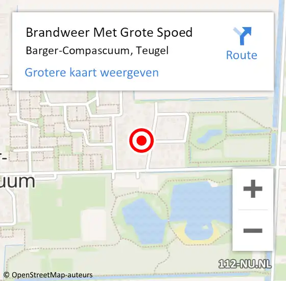 Locatie op kaart van de 112 melding: Brandweer Met Grote Spoed Naar Barger-Compascuum, Teugel op 6 januari 2022 23:01