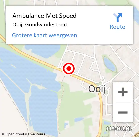 Locatie op kaart van de 112 melding: Ambulance Met Spoed Naar Ooij, Goudwindestraat op 6 januari 2022 23:26