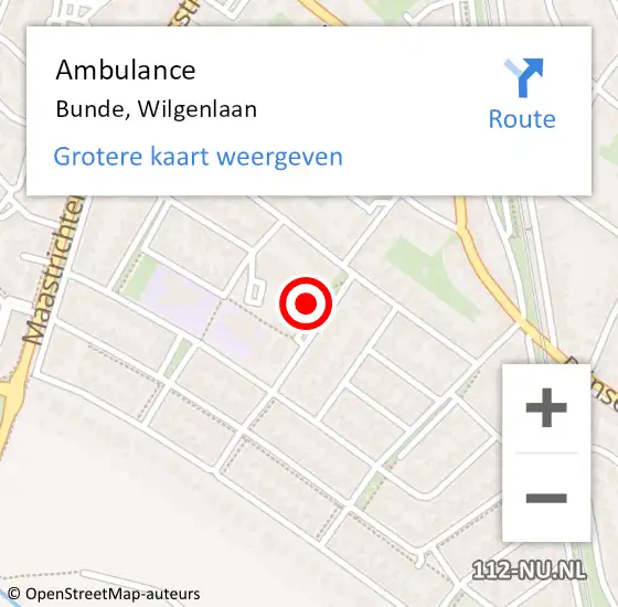 Locatie op kaart van de 112 melding: Ambulance Bunde, Wilgenlaan op 4 juli 2014 15:07