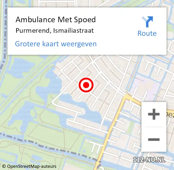 Locatie op kaart van de 112 melding: Ambulance Met Spoed Naar Purmerend, Ismailiastraat op 6 januari 2022 23:43