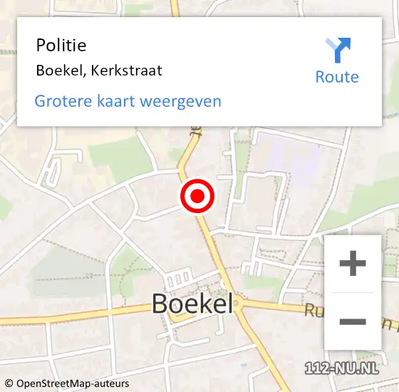 Locatie op kaart van de 112 melding: Politie Boekel, Kerkstraat op 7 januari 2022 00:04
