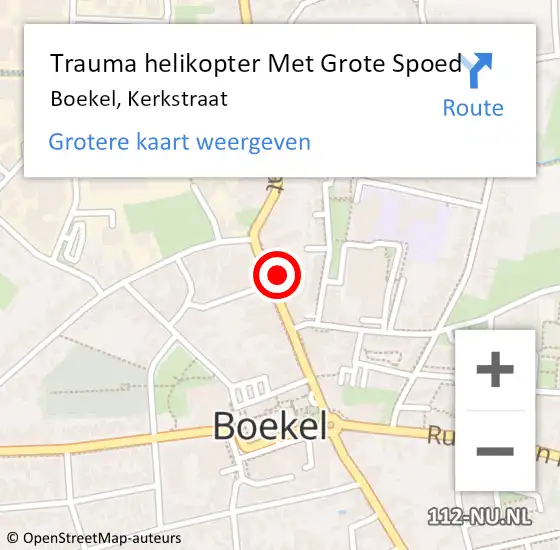 Locatie op kaart van de 112 melding: Trauma helikopter Met Grote Spoed Naar Boekel, Kerkstraat op 7 januari 2022 00:05