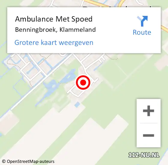 Locatie op kaart van de 112 melding: Ambulance Met Spoed Naar Benningbroek, Klammeland op 7 januari 2022 00:42
