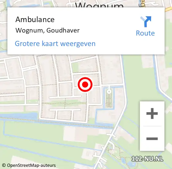 Locatie op kaart van de 112 melding: Ambulance Wognum, Goudhaver op 7 januari 2022 01:33