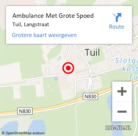 Locatie op kaart van de 112 melding: Ambulance Met Grote Spoed Naar Tuil, Langstraat op 7 januari 2022 02:50