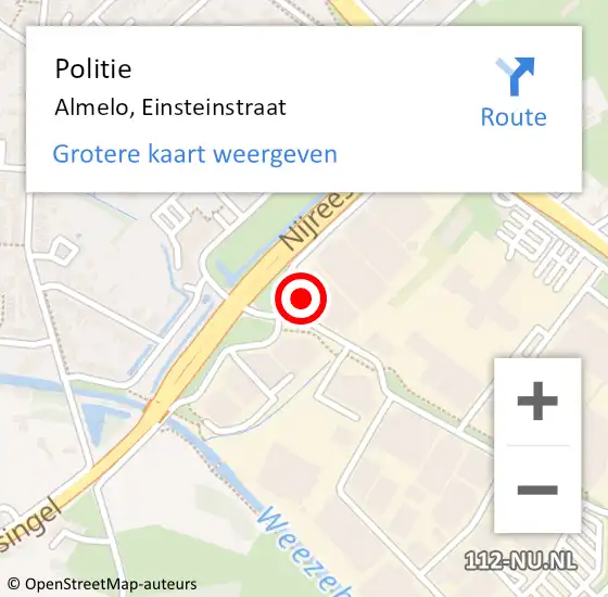 Locatie op kaart van de 112 melding: Politie Almelo, Einsteinstraat op 7 januari 2022 07:32