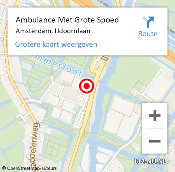 Locatie op kaart van de 112 melding: Ambulance Met Grote Spoed Naar Amsterdam, IJdoornlaan op 7 januari 2022 08:29
