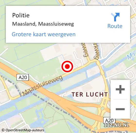 Locatie op kaart van de 112 melding: Politie Maasland, Maassluiseweg op 7 januari 2022 09:05