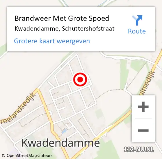 Locatie op kaart van de 112 melding: Brandweer Met Grote Spoed Naar Kwadendamme, Schuttershofstraat op 7 januari 2022 09:36