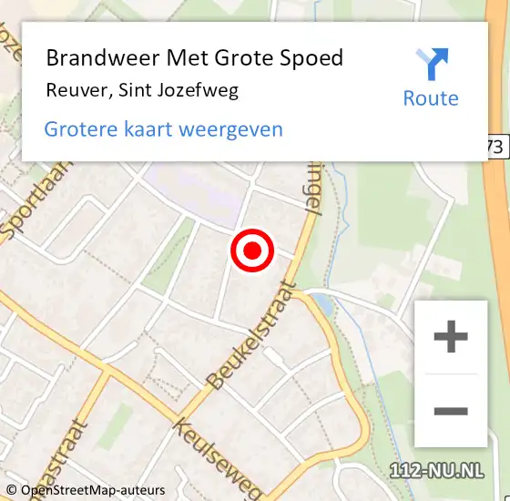 Locatie op kaart van de 112 melding: Brandweer Met Grote Spoed Naar Reuver, Sint Jozefweg op 7 januari 2022 10:00