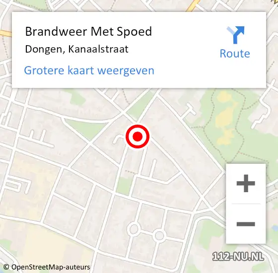 Locatie op kaart van de 112 melding: Brandweer Met Spoed Naar Dongen, Kanaalstraat op 7 januari 2022 10:00