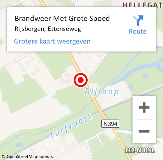 Locatie op kaart van de 112 melding: Brandweer Met Grote Spoed Naar Rijsbergen, Ettenseweg op 7 januari 2022 10:32