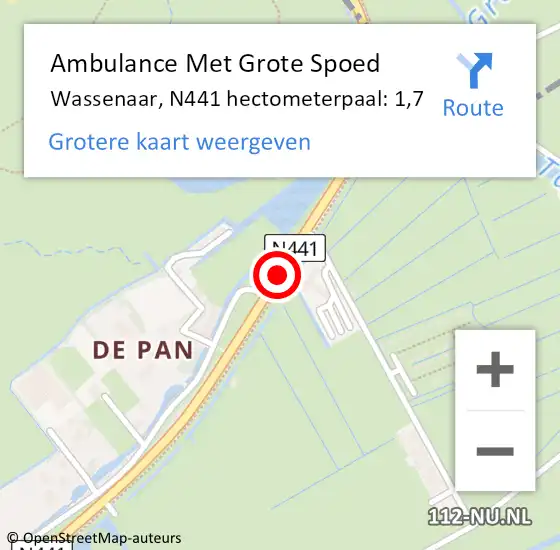 Locatie op kaart van de 112 melding: Ambulance Met Grote Spoed Naar Wassenaar, N441 hectometerpaal: 1,7 op 7 januari 2022 10:35