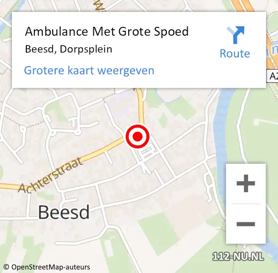 Locatie op kaart van de 112 melding: Ambulance Met Grote Spoed Naar Beesd, Dorpsplein op 7 januari 2022 10:39