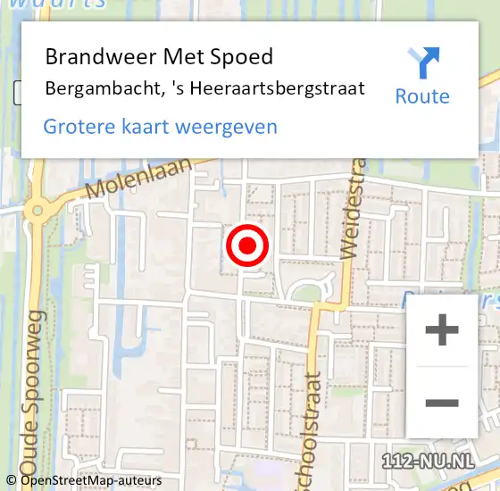 Locatie op kaart van de 112 melding: Brandweer Met Spoed Naar Bergambacht, 's Heeraartsbergstraat op 7 januari 2022 10:39