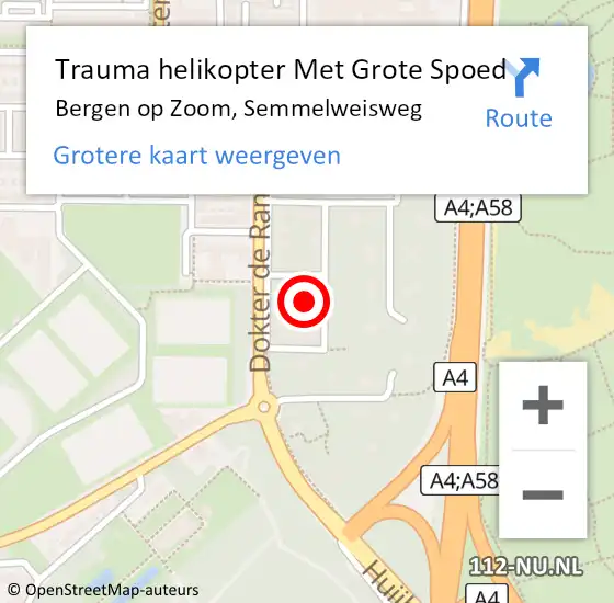 Locatie op kaart van de 112 melding: Trauma helikopter Met Grote Spoed Naar Bergen op Zoom, Semmelweisweg op 7 januari 2022 10:50