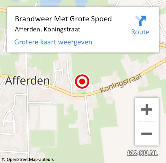 Locatie op kaart van de 112 melding: Brandweer Met Grote Spoed Naar Afferden, Koningstraat op 7 januari 2022 10:57