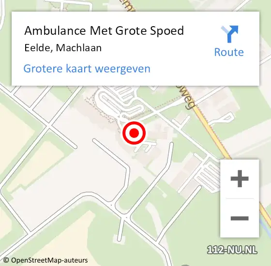 Locatie op kaart van de 112 melding: Ambulance Met Grote Spoed Naar Eelde, Machlaan op 7 januari 2022 11:35