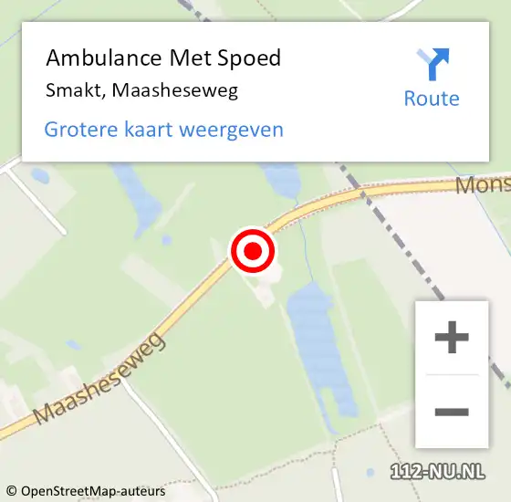 Locatie op kaart van de 112 melding: Ambulance Met Spoed Naar Smakt, Maasheseweg op 4 juli 2014 15:31