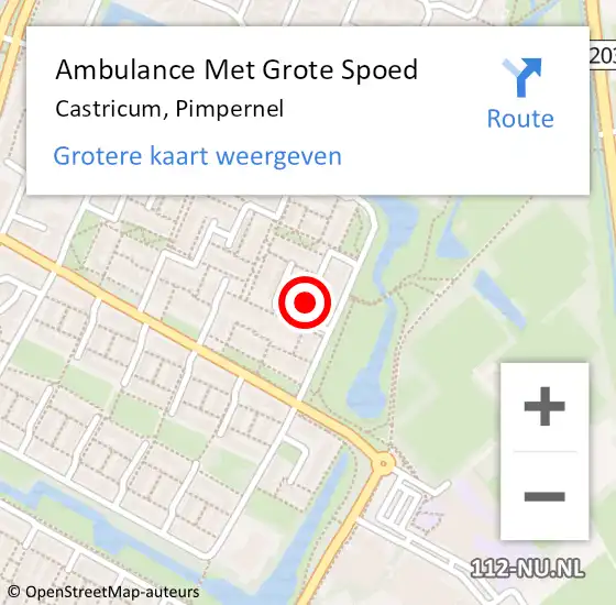 Locatie op kaart van de 112 melding: Ambulance Met Grote Spoed Naar Castricum, Pimpernel op 7 januari 2022 11:44