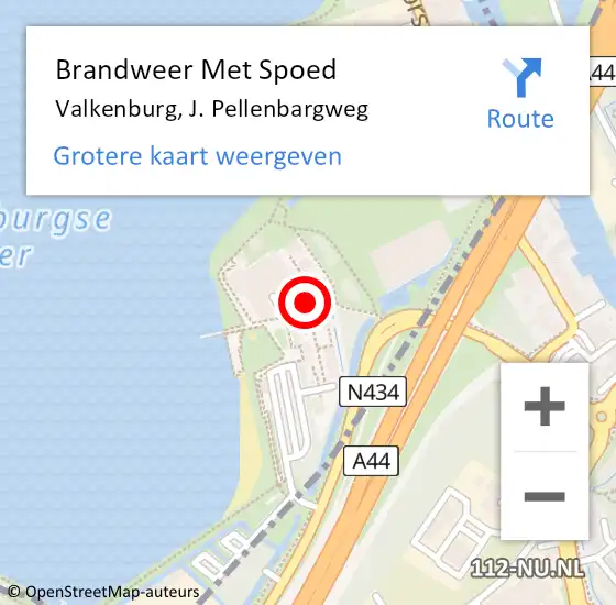 Locatie op kaart van de 112 melding: Brandweer Met Spoed Naar Valkenburg, J. Pellenbargweg op 7 januari 2022 11:52