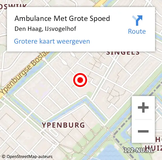 Locatie op kaart van de 112 melding: Ambulance Met Grote Spoed Naar Den Haag, IJsvogelhof op 7 januari 2022 12:22