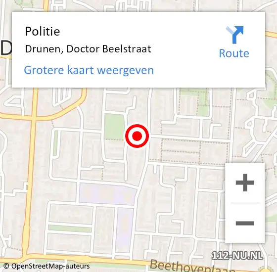 Locatie op kaart van de 112 melding: Politie Drunen, Doctor Beelstraat op 7 januari 2022 12:29