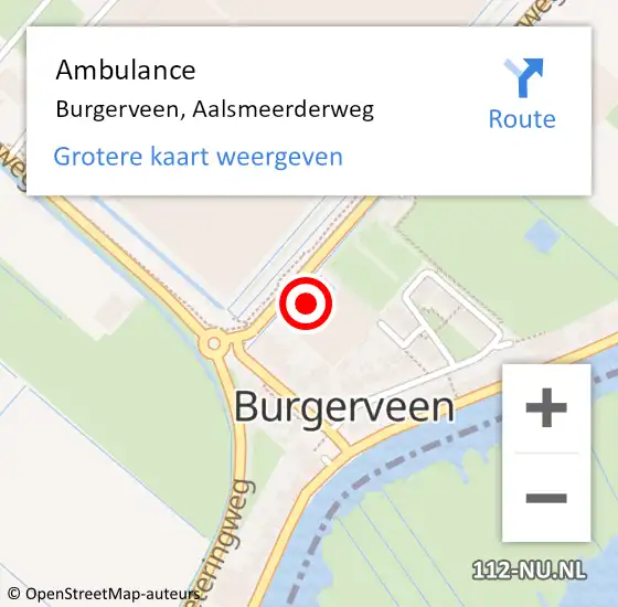 Locatie op kaart van de 112 melding: Ambulance Burgerveen, Aalsmeerderweg op 7 januari 2022 13:04