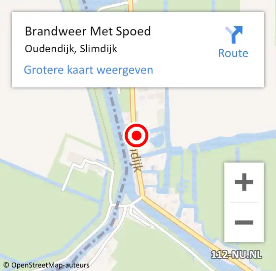 Locatie op kaart van de 112 melding: Brandweer Met Spoed Naar Oudendijk, Slimdijk op 7 januari 2022 13:14