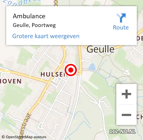 Locatie op kaart van de 112 melding: Ambulance Geulle, Poortweg op 4 juli 2014 15:40